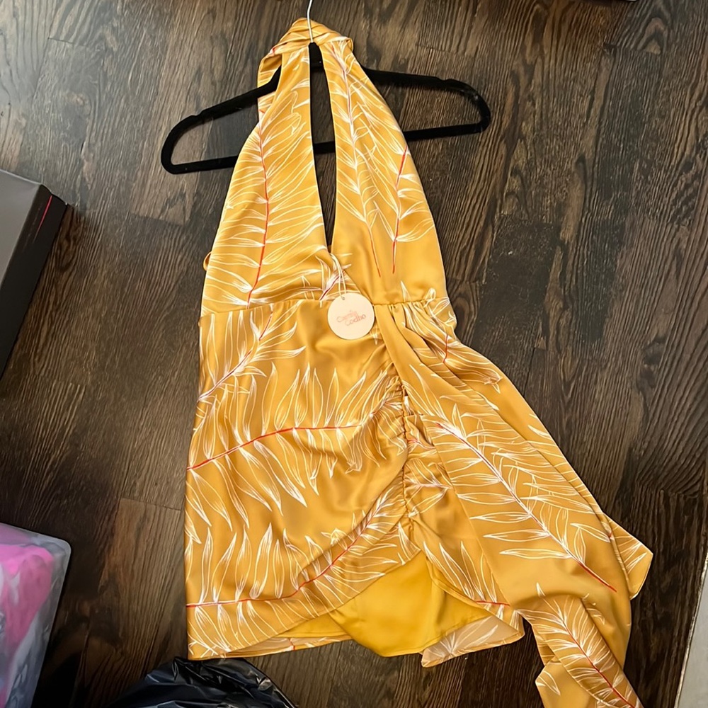 Tropical mustard dress NWT size medium